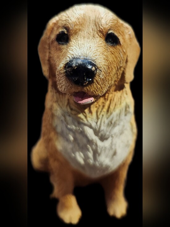 The Unbranded Brand Other - 5" Appx Golden Retriever Stone Resin Figurine Statue Tan White Chest Dog Pet